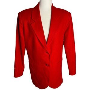 Vintage Basile 2 Button Blazer Jacket 4 Red Wool Lined Shoulder Pads Boyfriend